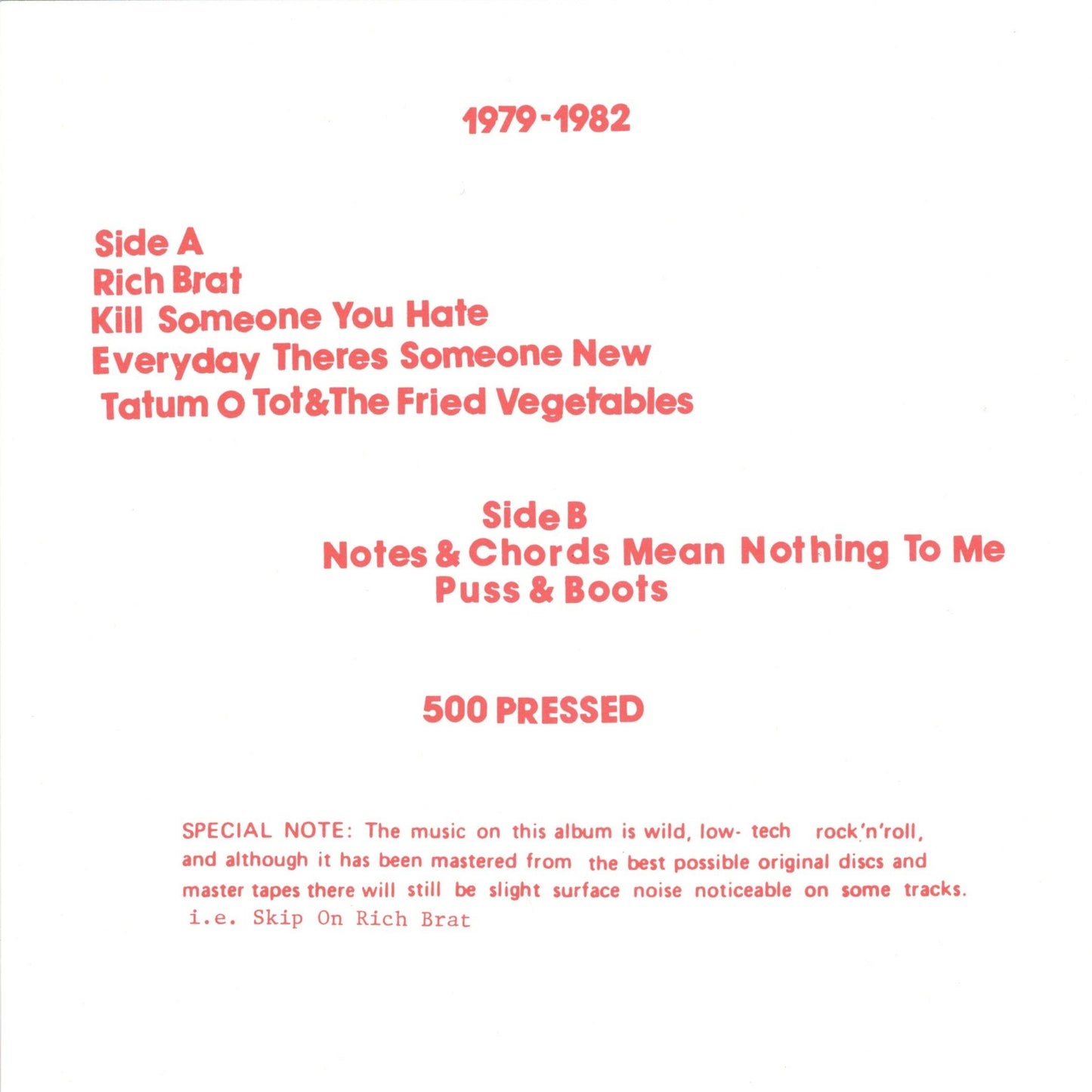 REDD KROSS – 1979-1982 7" (red vinyl)