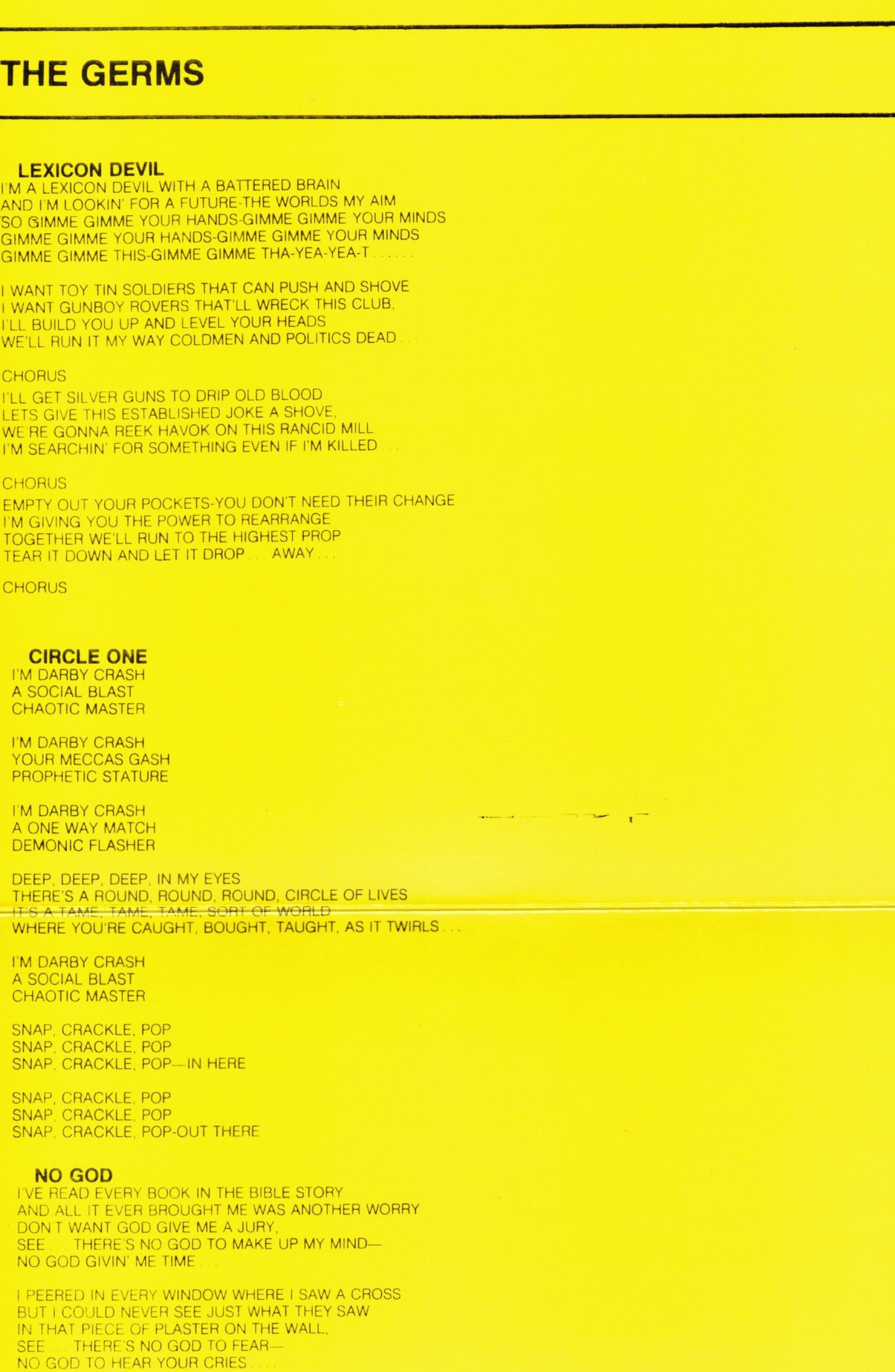 GERMS – Lexicon Devil / No God 7"