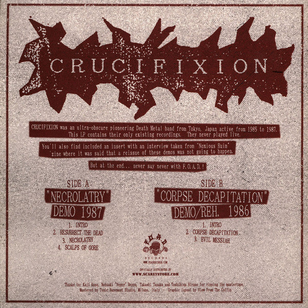 CRUCIFIXION – Necrolatry / Corpse Decapitation LP