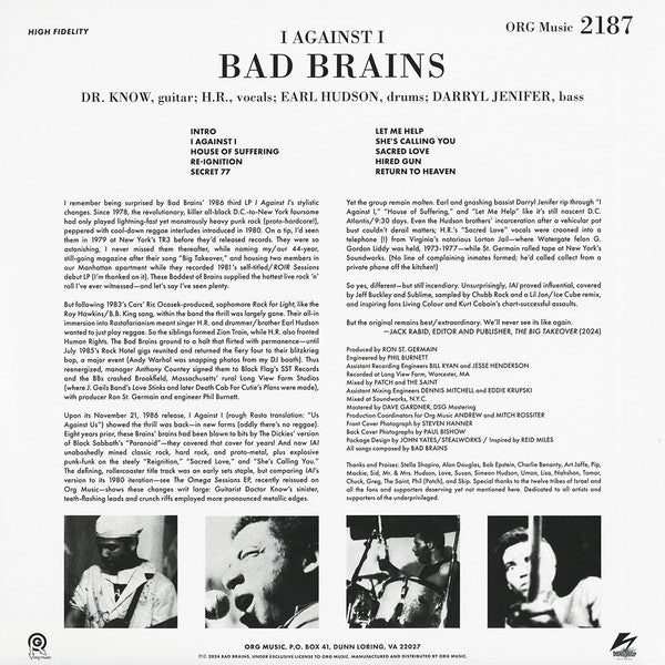 BAD BRAINS – I Against I LP