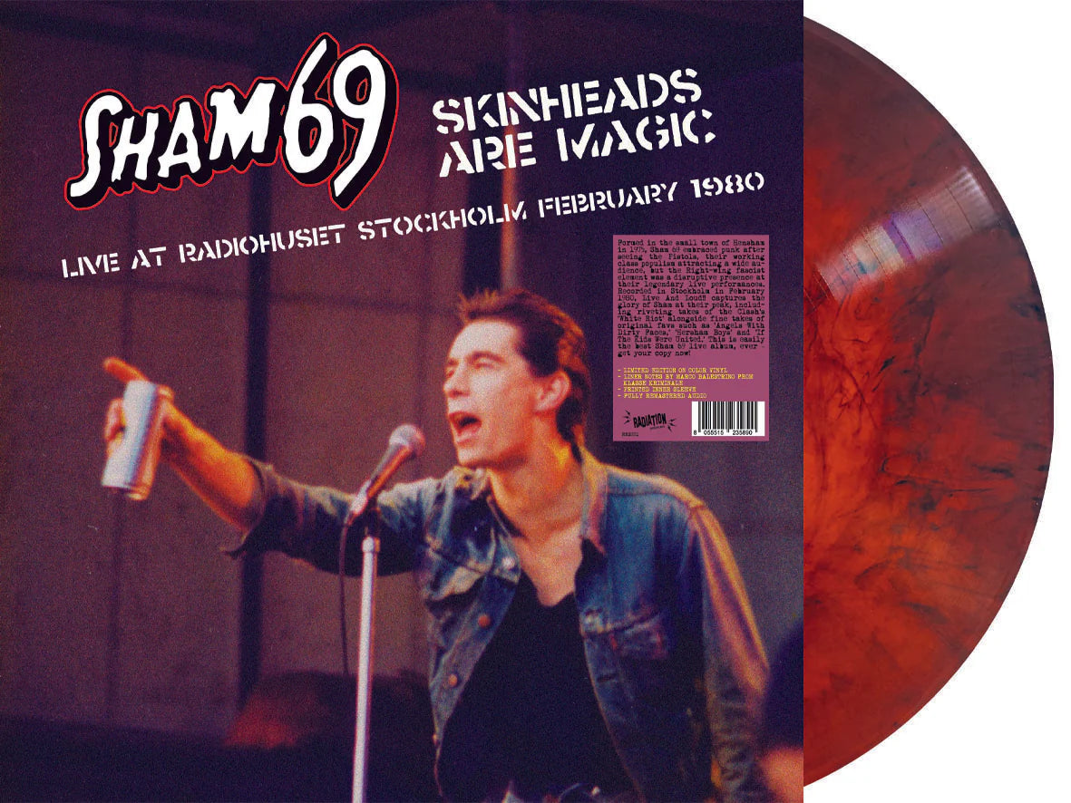 SHAM 69 – Skinheads Are Magic • Live At RadioHuset Stockholm February 1980 LP (red/black swirl vinyl)