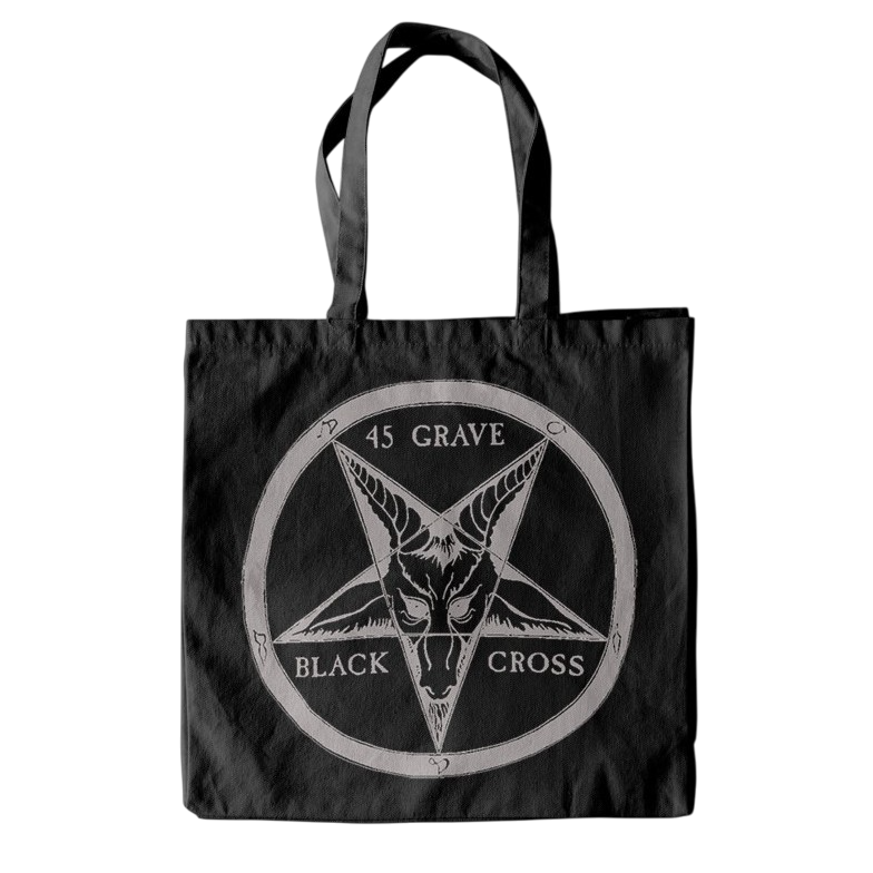 45 GRAVE | Black Cross Tote Bag