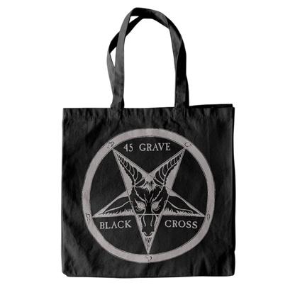 45 GRAVE | Black Cross Tote Bag