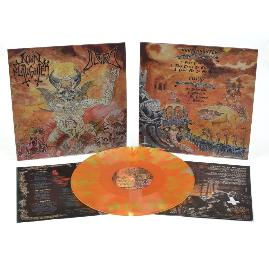 NUNSLAUGHTER / BLOOD – Split S/T LP (clear/orange vinyl)