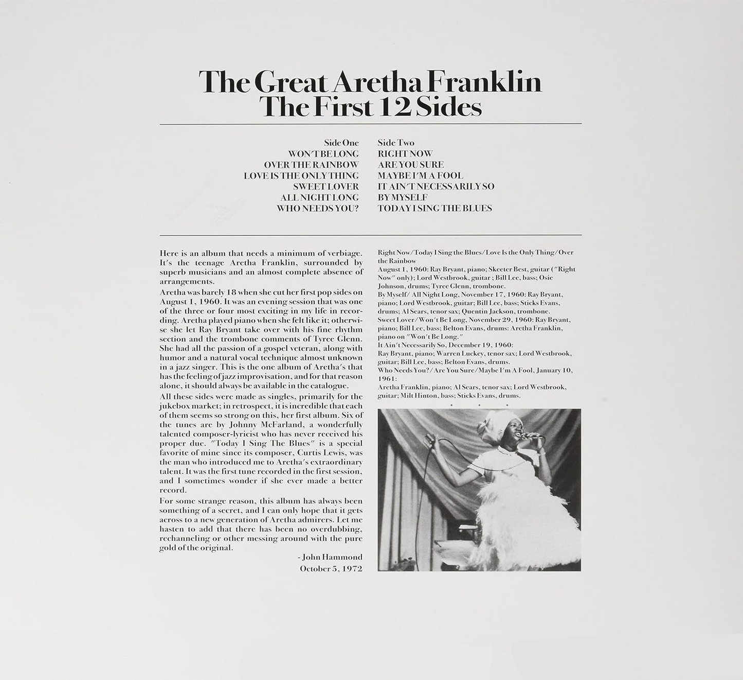 ARETHA FRANKLIN – The Great Aretha Franklin • The First 12 Sides LP (clear vinyl)