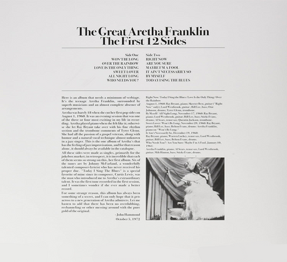 ARETHA FRANKLIN – The Great Aretha Franklin • The First 12 Sides LP (clear vinyl)