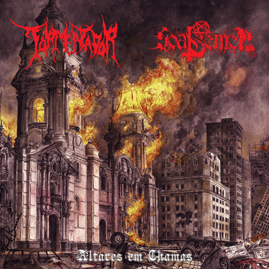 TORMENTADOR / GOAT SEMEN – Altares em Chamas LP (red transparent vinyl)