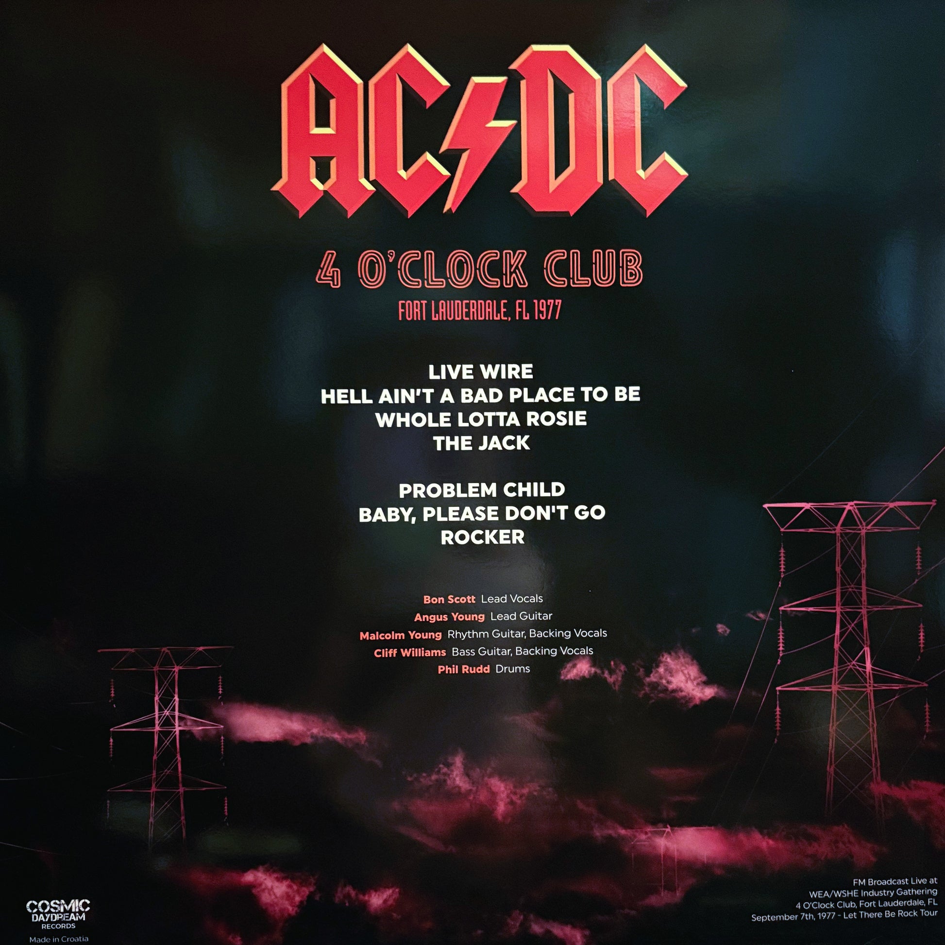AC/DC – 4 O'Clock Club • Fort Lauderdale 1977 LP – CITY NOISE