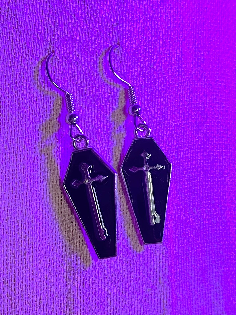 Crucifix Coffin Earring