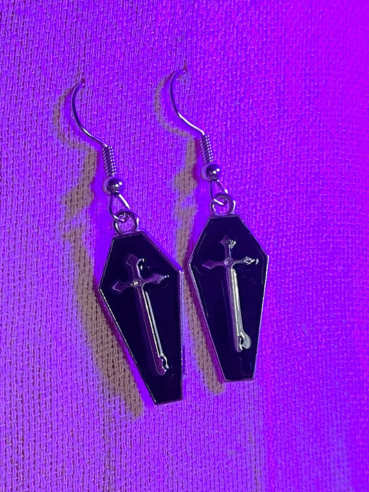 Crucifix Coffin Earring