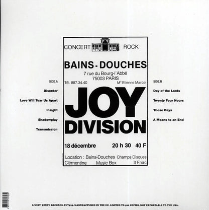 JOY DIVISION – Atrocity Exhibition • Live In Paris 12/18/1979 LP