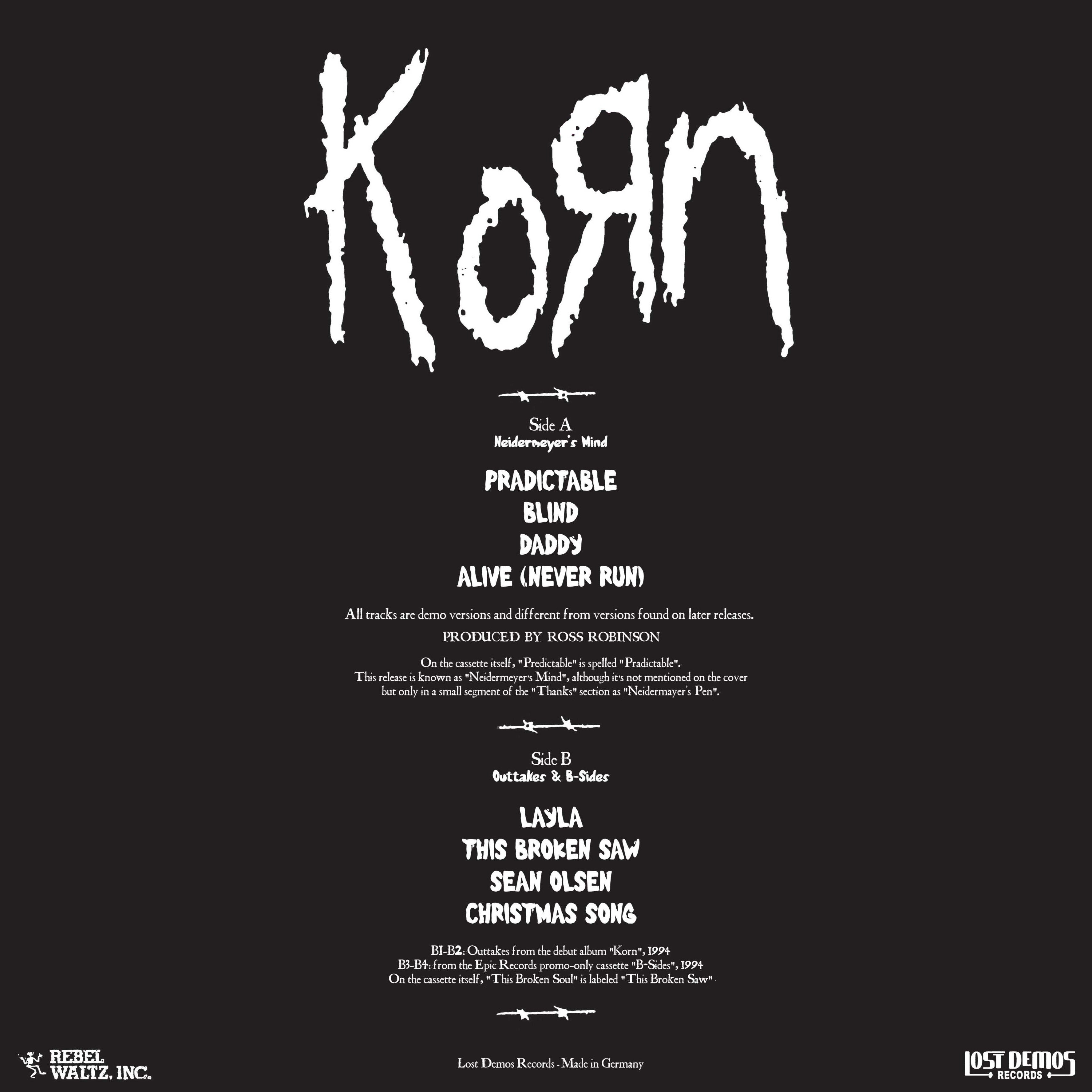 KORN – Neidermeyer's Mind • Debut Demo 1993 LP (marbled color