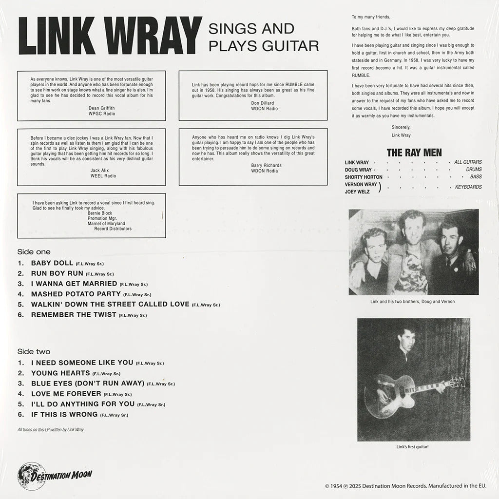LINK WRAY – Sings & Plays Guitar LP (clear vinyl)