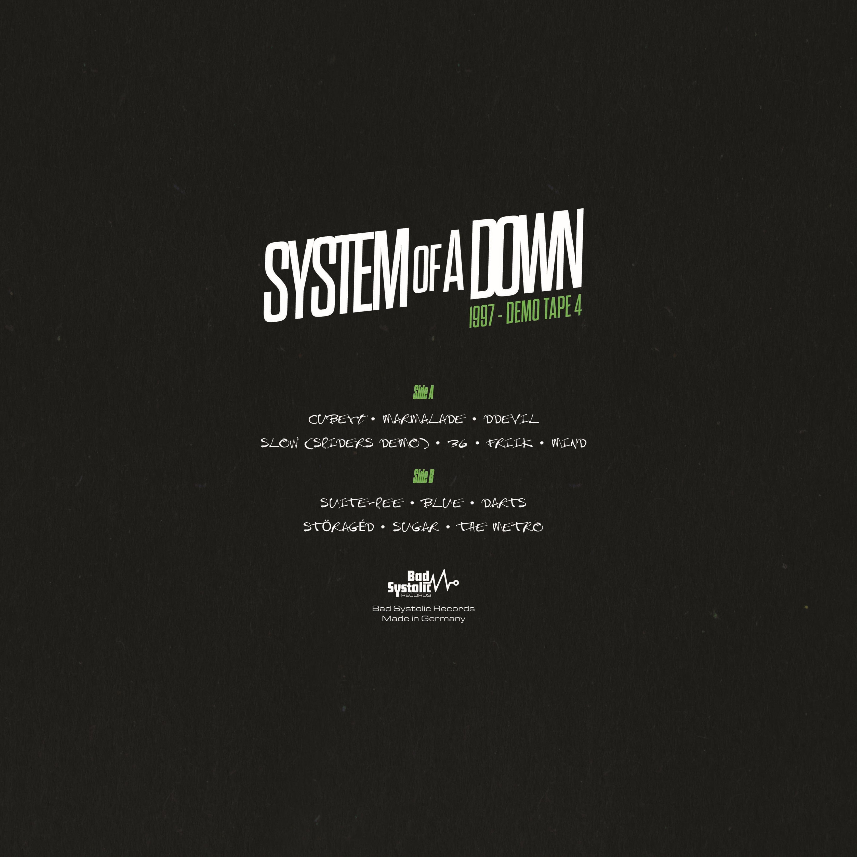 SYSTEM OF A DOWN – 1997 • Demo Tape 4 LP – CITY NOISE